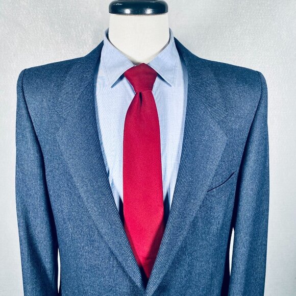 Vintage Yves Saint Laurent Blazer Mens 42R Blue Wool Sport Coat Jacket France - Picture 1 of 14